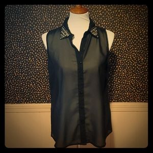Sheer Black Sleeveless Blouse